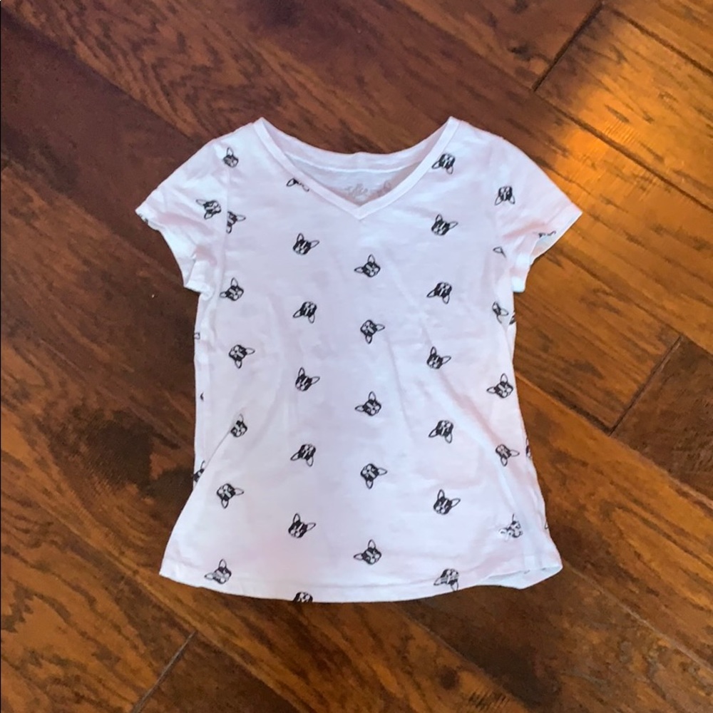 Justice: White T-Shirt with Boston Terrier Print
